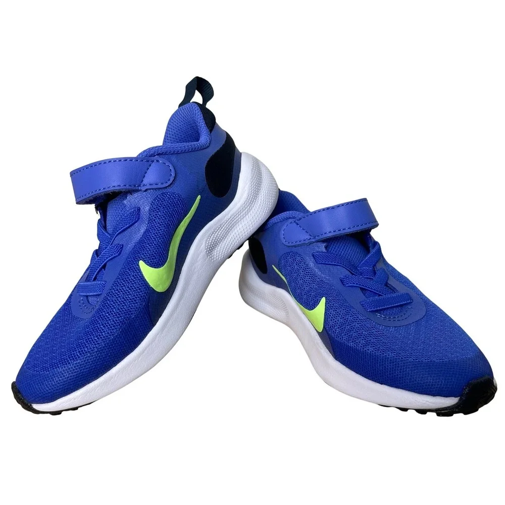 00459 - Kids Nike Revolution Ultramarine/Lime Sneakers Toddler Size 9C